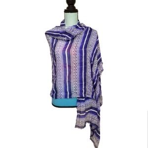 Vera Bradley Soft Fringe Striped Scarf Wrap Blue